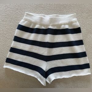Striped Knit Shorts in White and Navy